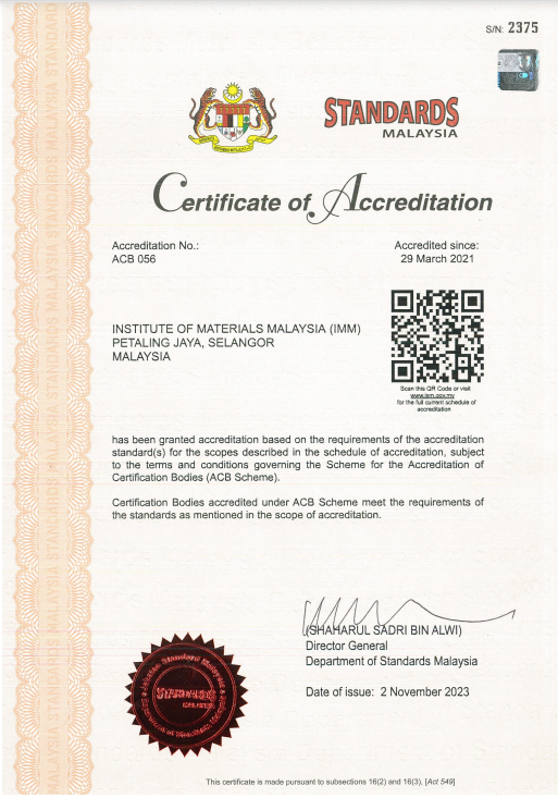 Accreditation Certificate 1